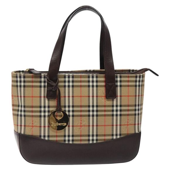 Burberry Nova Check Beige Canvas Handbag (Pre-Owned) - Picture 1 of 16